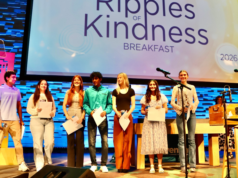 Kindness Action Scholarship Winners on Stage - 12000x750